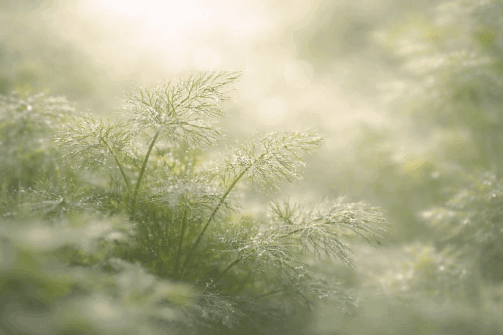 Delicate green fern leaves bathed in soft, natural light.